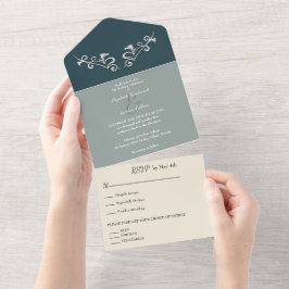 Sleek and Modern Sliver Wedding All In One Einladung