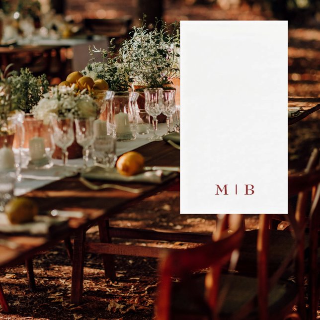 Sleek and Simple Brown Monogram Wedding Serviette (Von Creator hochgeladen)