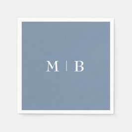 Sleek and Simple Periwinkle Monogram II Wedding Serviette