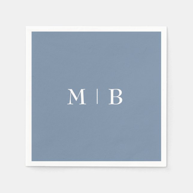 Sleek and Simple Periwinkle Monogram II Wedding Serviette (Vorderseite)