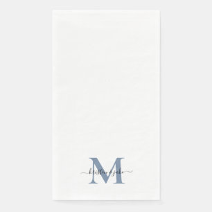Sleek and Simple Periwinkle Monogram Swash Serviette