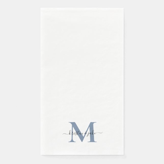 Sleek and Simple Periwinkle Monogram Swash Serviette (Vorderseite)