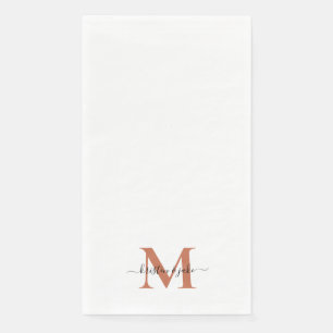 Sleek and Simple Terracotta Monogram Swash Serviette