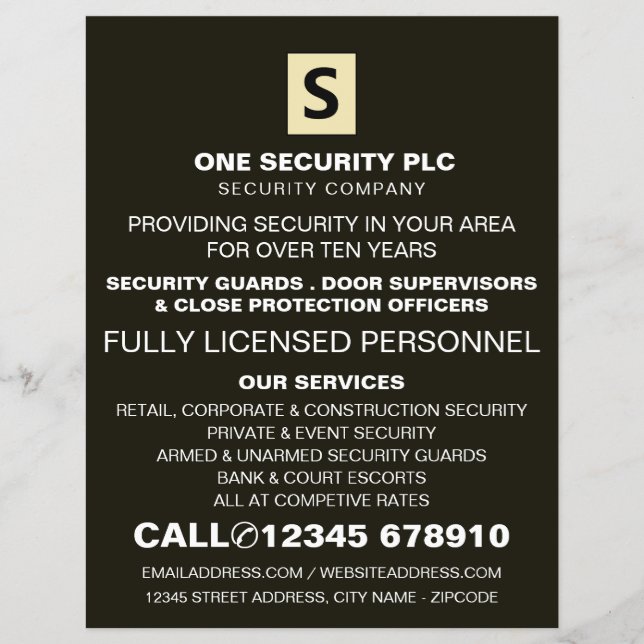 Sleek & Beruflich Security Personal Advert Flyer (Vorne)