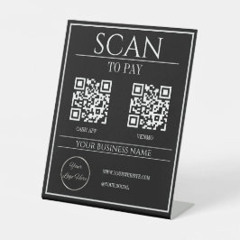Sleek Black 2 QR Code Business Scan zu zahlen Sockelschild