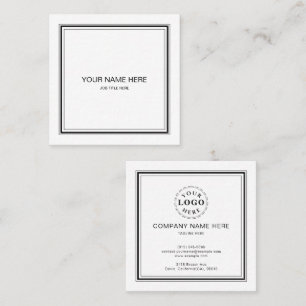 Sleek Black and White Square Business Card Quadratische Visitenkarte