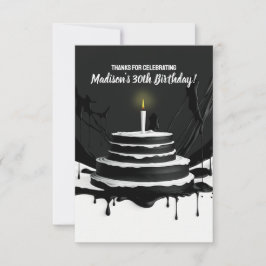 Sleek Black and White Theme Cake Birthday Party Dankeskarte