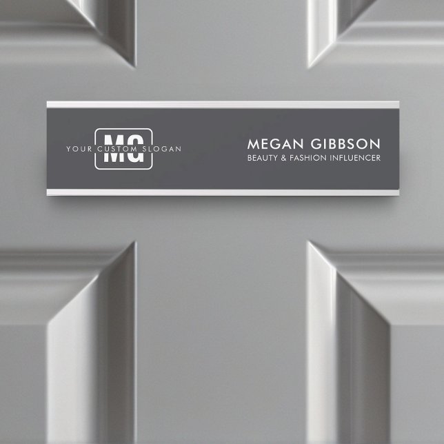 Sleek Black Beruflich Monogram Hangame Türschild (Door Sign)