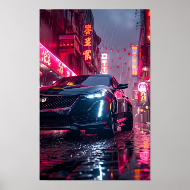 Sleek Black Cadillac CT5 Car Wallpaper Poster (Vorne)