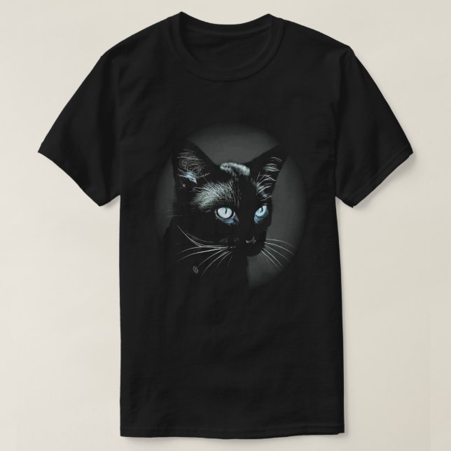 Sleek Black Cat T - Shirt (Design vorne)