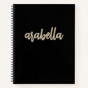 Sleek Black Design mit Gold-Script Notizbuch