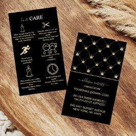 Sleek Black Gold Crown Design Luxury Candle Care Visitenkarte