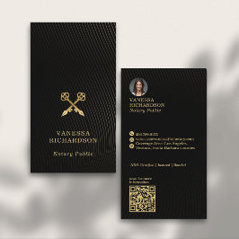 Sleek Black & Gold Wavy Skelett Key Notar QR Visitenkarte
