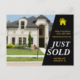 Sleek black Just Sold fett text real Anwesen Anzei Postkarte
