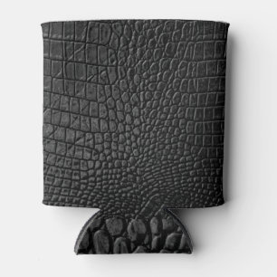 Sleek Black: Leather Texture Elegance Dosenkühler