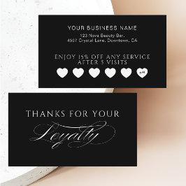 Sleek Black Modern Hearts Customer Loyalty Cards Treuekarte