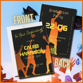 Sleek Black Modern Tech Abschluss Einladung