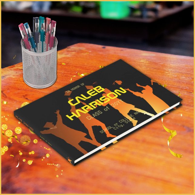 Sleek Black Modern Tech Abschluss Gästebuch (Von Creator hochgeladen)