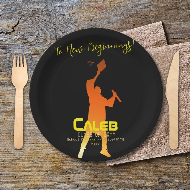 Sleek Black Modern Tech Abschluss Pappteller (Von Creator hochgeladen)