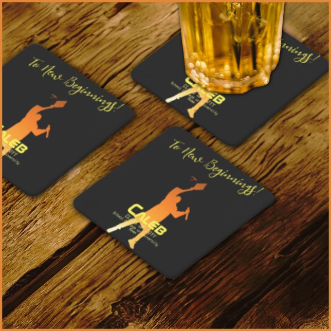 Sleek Black Modern Tech Abschluss Rechteckiger Pappuntersetzer (Von Creator hochgeladen)