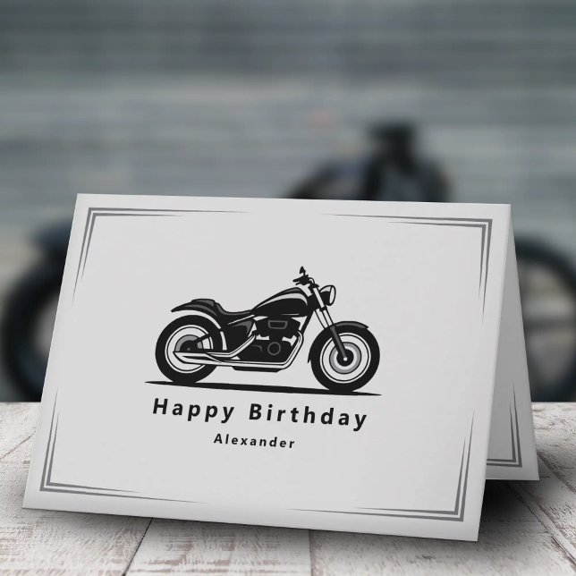 Sleek Black Motorcycle Silhouette Birthday Card Karte (Sleek Black Motorcycle Silhouette Birthday Card)