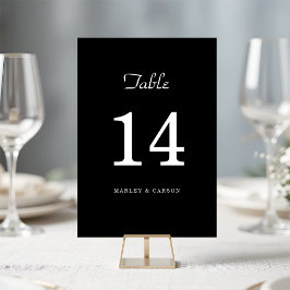 Sleek Black Simple Minimalistisch Wedding Tischnummer
