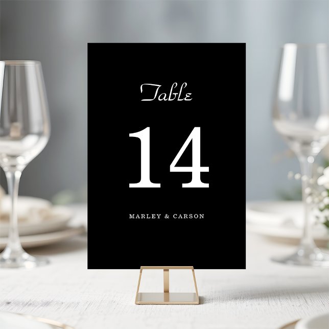 Sleek Black Simple Minimalistisch Wedding Tischnummer (Von Creator hochgeladen)