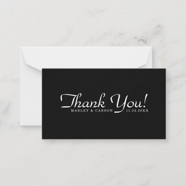 Sleek Black Simple Script Wedding Budget Vielen Da Mitteilungskarte (Vorderseite)