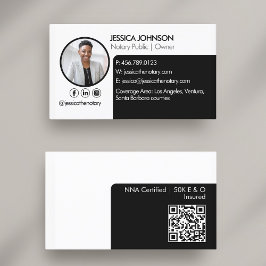 Sleek Black | White Minimal Modernes Notary Foto Q Visitenkarte