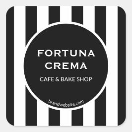 Sleek Black & White Stripe Business Name Brand Quadratischer Aufkleber