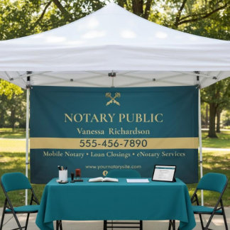 Sleek Blue & Gold Notare Business Marketing Event Banner