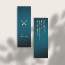 Sleek Blue & Gold Pens Luxus Notar Public Mini Visitenkarte