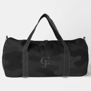Sleek Camouflage Deep Black Dark Charcoal Tones Mo Duffle Bag
