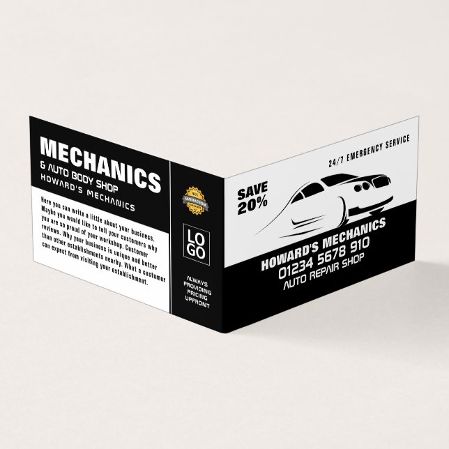 Sleek Car Logo, Auto Mechanik & Reparaturen, im De Visitenkarten (Vorderseite)