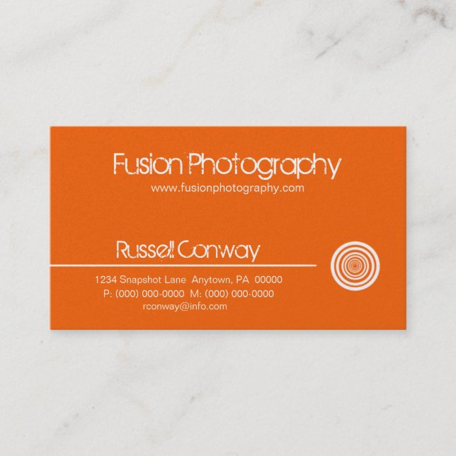 Sleek Circle Business Card, Orange Visitenkarte (Vorderseite)