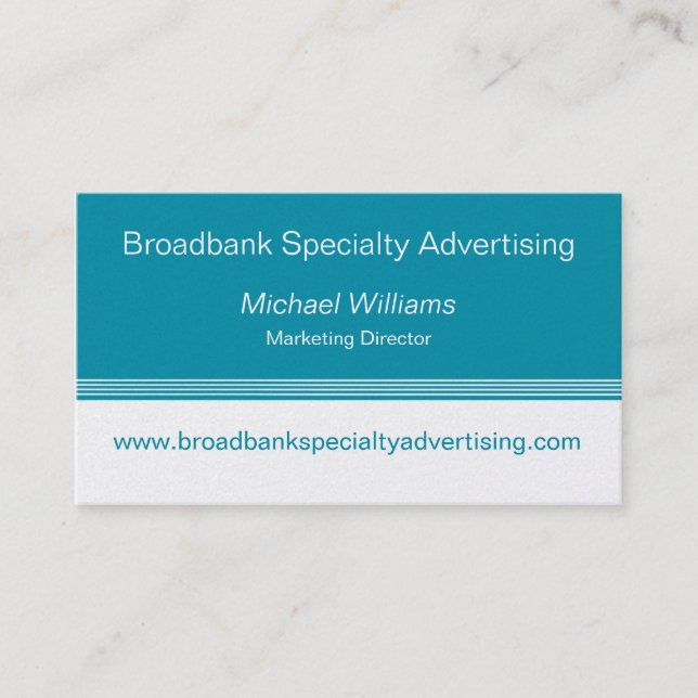 Sleek Color Block Business Card, Oasis Blue Visitenkarte (Vorderseite)