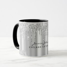 Sleek cool Silver Grau Glitzer Tropfen Custom Tass Tasse