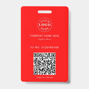 Sleek Custom Red ID-Ausweis – Logo & scannbarer QR Ausweis