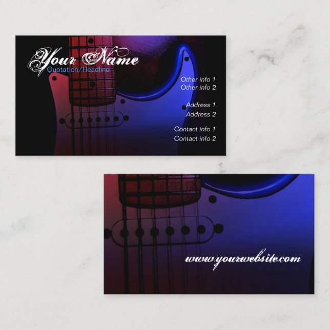 Sleek Electric Guitar Musician Visitenkarte (Vorne/Hinten)