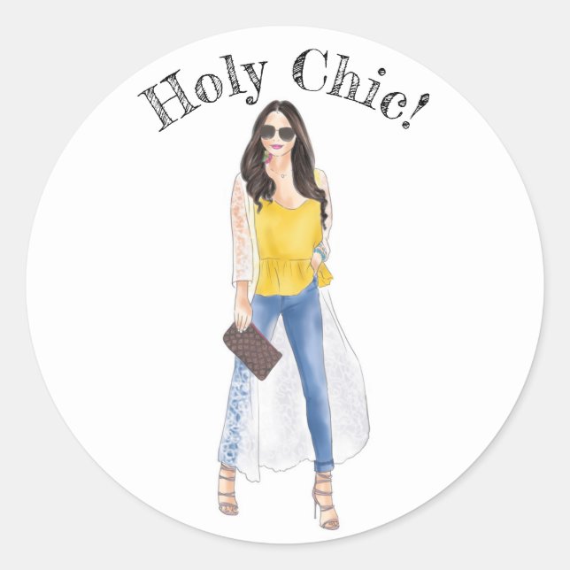 Sleek Fashion Model "Holy Chic" Runder Aufkleber (Vorderseite)