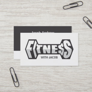 Sleek Fitness Hantel-Typografie Fitness-Trainer Visitenkarte