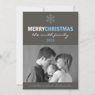 Sleek Frory Christmas Card (Snowflake Blue / Gray) Feiertagskarte