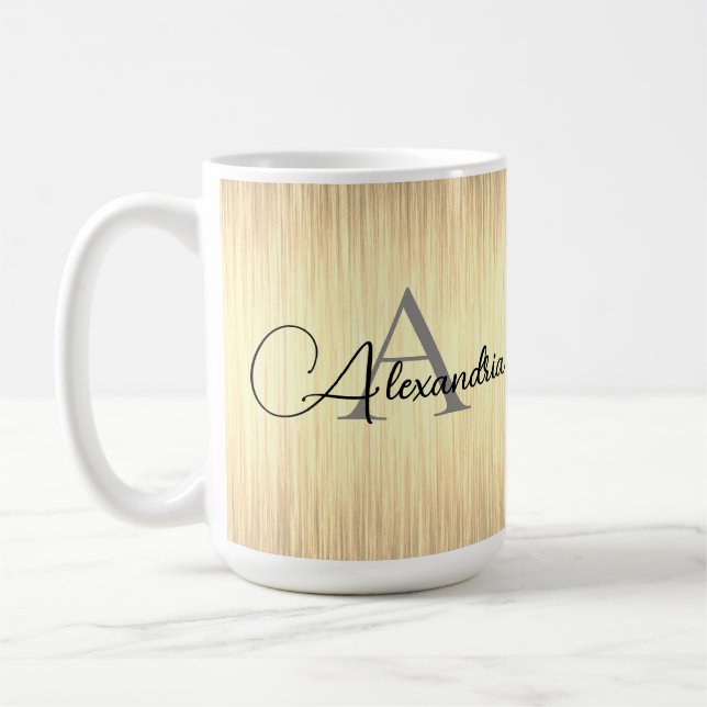 Sleek Gold Monogram Personalisiert Kaffeetasse (Links)