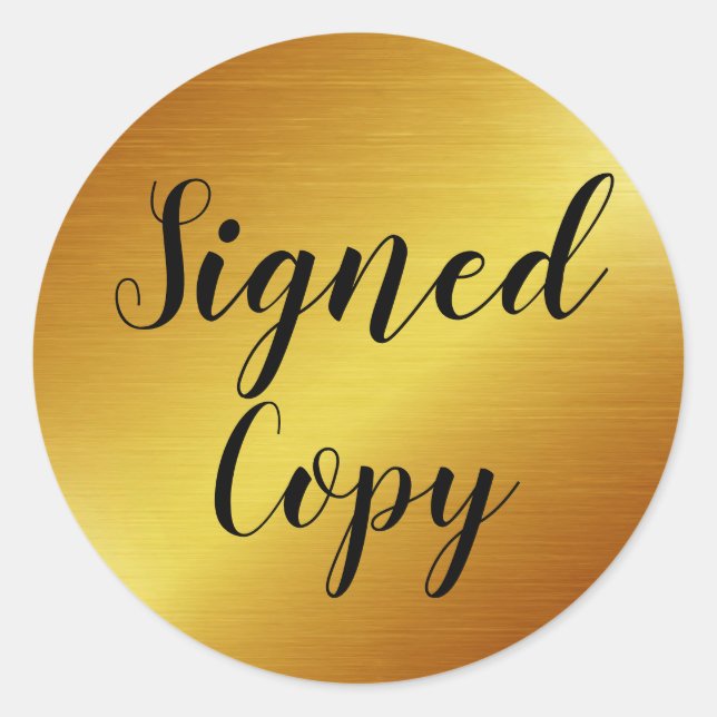 Sleek Gold signierte Autor von Copy Writer Runder Aufkleber (Vorderseite)