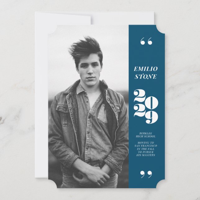 Sleek Grad Abschluss Ankündigung (Vorderseite)