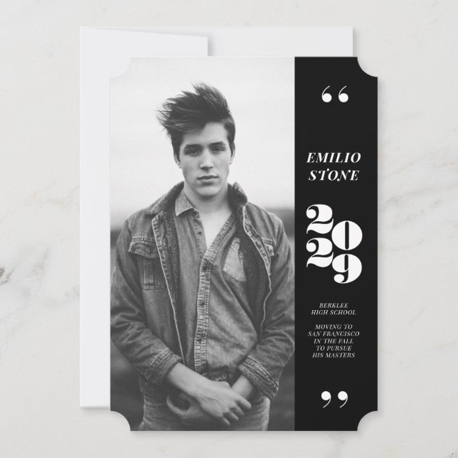 Sleek Grad Abschluss Ankündigung (Vorderseite)