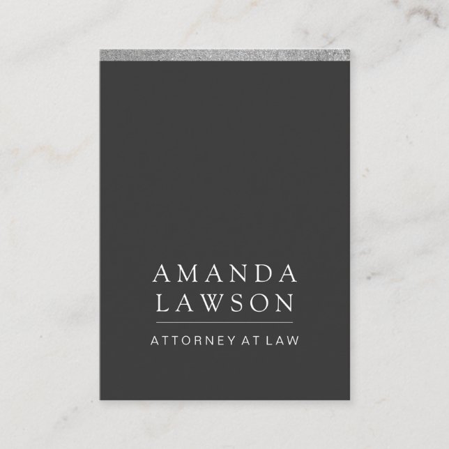 Sleek Gray (Termin) / Silberner Glitzer Terminkarte (Vorderseite)