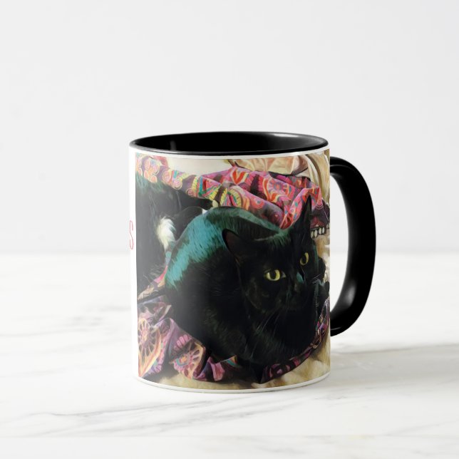 Sleek Kitty personalisiert combo Tasse (VorderseiteRechts)