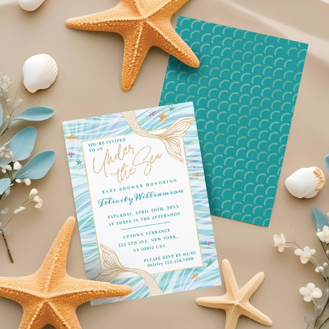 Sleek Mermaid unter der Sea Baby Dusche Einladung (Sleek Mermaid Under The Sea Baby Shower Invitation)