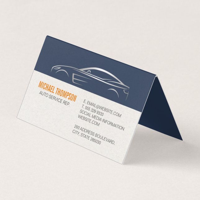 Sleek Metallic Sports Car Illustration Visitenkarten (Vorderseite)